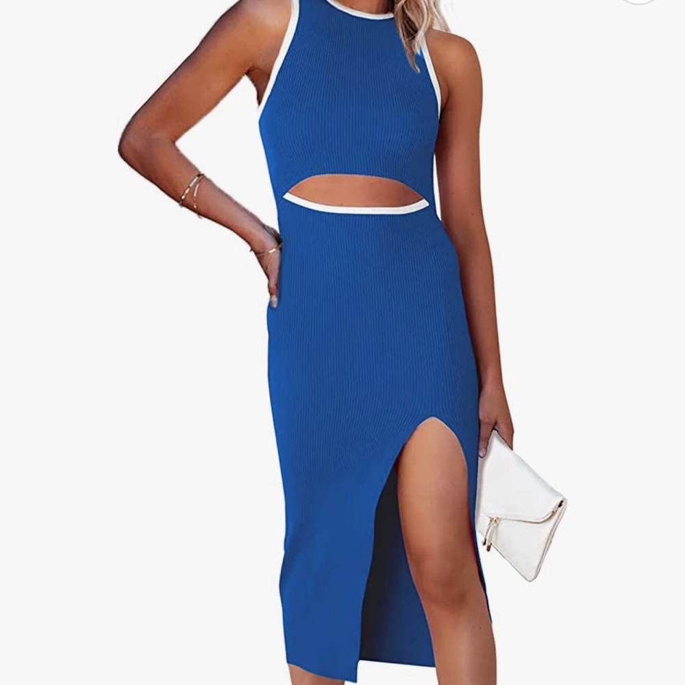 Light blue midi bodycon dress